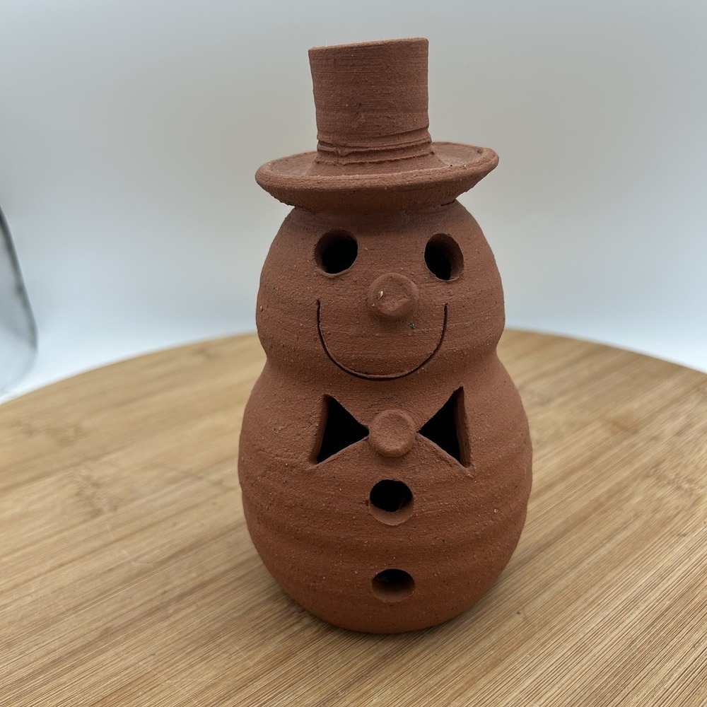 Vintage Sandstone Handmade Snowman Candle Holder